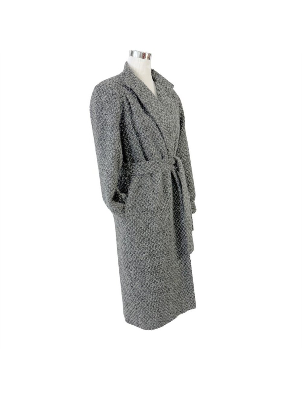 Brownstone Studio New York Black Gray Mohair Coat Size 8 Made USA Vintage 1980s